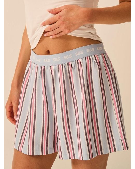 Stripe & Stare Pink Soft Brushed Woven Pyjama Shorts