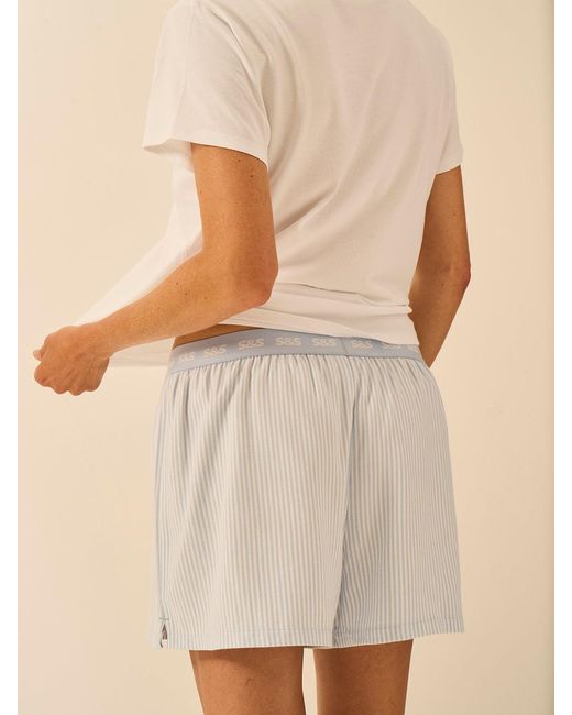 Stripe & Stare Natural Soft Brushed Woven Pyjama Shorts