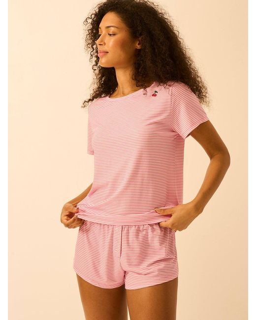 Stripe & Stare Pink T-Shirt & Short Pyjama Set