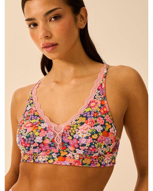 Stripe & Stare Multicolor Lace Plunge Bra