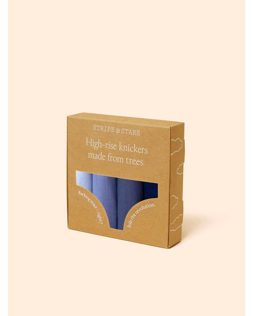 Stripe & Stare Blue High Rise Knicker Four Pack