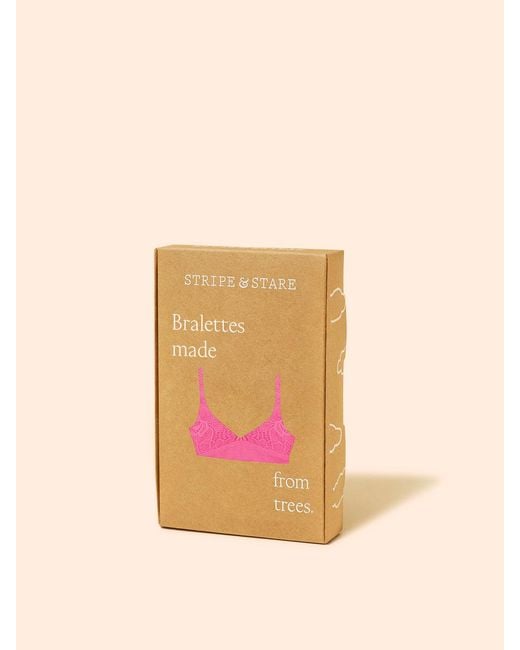 Stripe & Stare Pink Eco Lace Double Layer Plunge Bra
