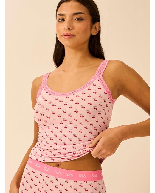 Stripe & Stare Pink Lace Cami