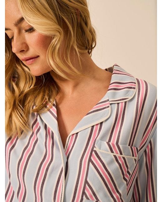 Stripe & Stare Natural Soft Brushed Woven Pyjama Top