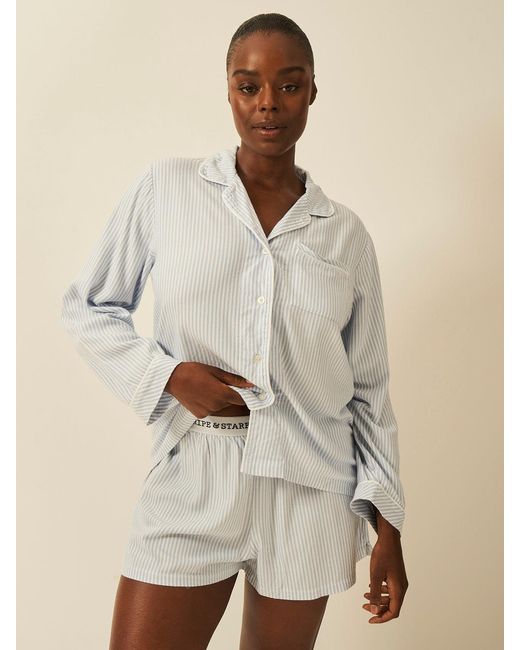 Stripe & Stare Blue Soft Brushed Woven Pyjama Shorts
