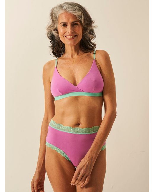 Stripe & Stare Purple Crossover Bra