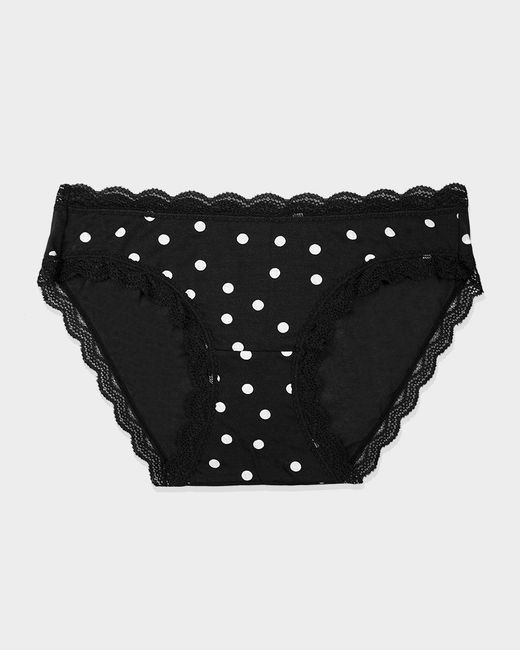 Stripe & Stare Black Vintage Spot Lace Trim Knickers