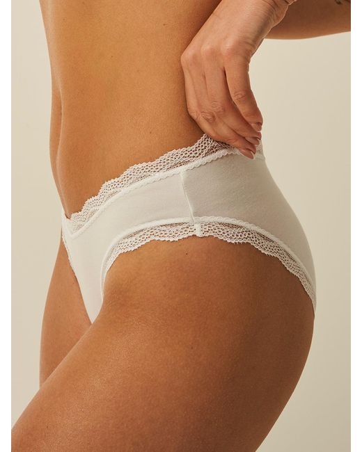Stripe & Stare Brown White Lace Trim Knickers