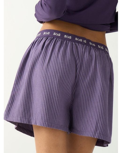Stripe & Stare Purple Soft Brushed Woven Pyjama Shorts