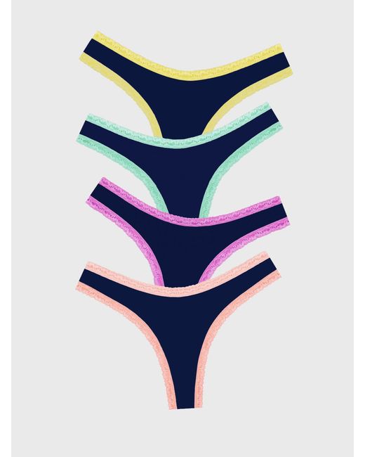 Stripe & Stare Blue Thong Four Pack