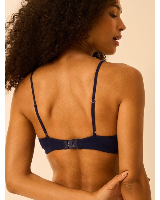 Stripe & Stare Blue Eco Lace Double Layer Plunge Bra