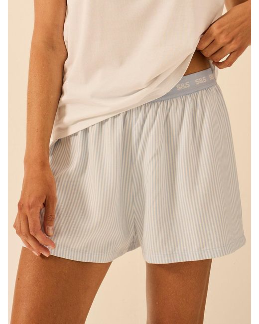 Stripe & Stare Natural Soft Brushed Woven Pyjama Shorts