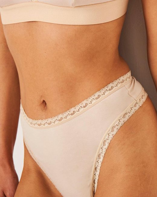 Stripe & Stare Natural High Waisted Thong