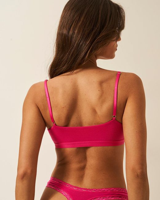 Stripe & Stare Pink Raspberry Lace Square Bra