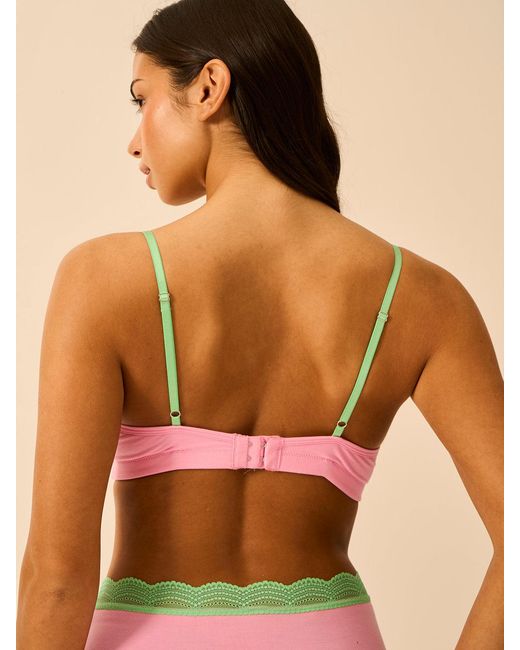 Stripe & Stare Pink Lace Plunge Bra