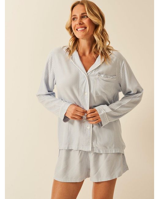 Stripe & Stare Blue Soft Brushed Woven Pyjama Shorts