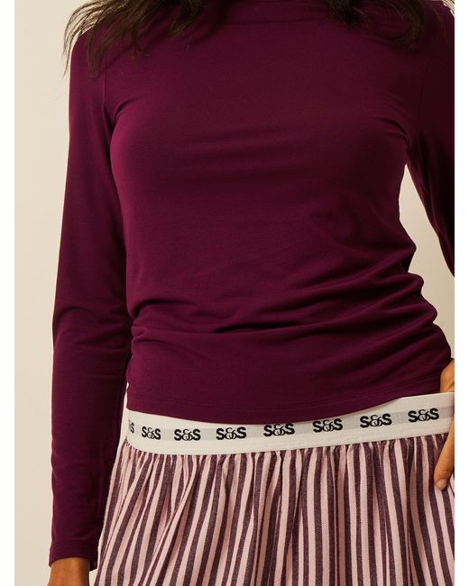 Stripe & Stare Purple Long Sleeve Under Layer Top