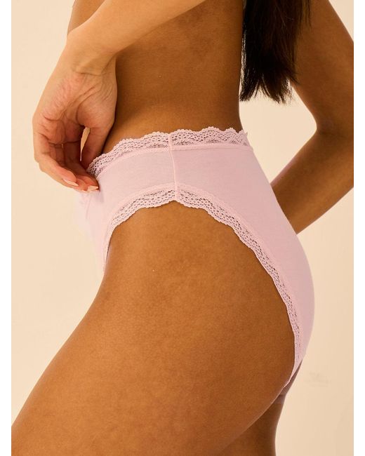 Stripe & Stare Natural Mid Rise High Leg Knicker