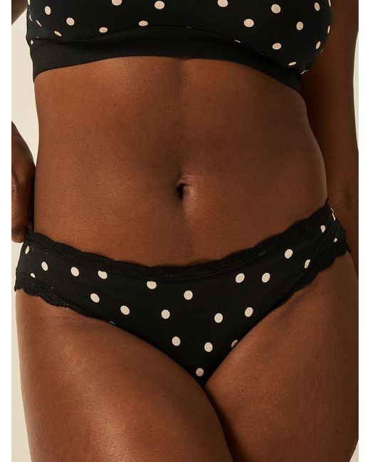 Stripe & Stare Black Vintage Spot Lace Trim Knickers