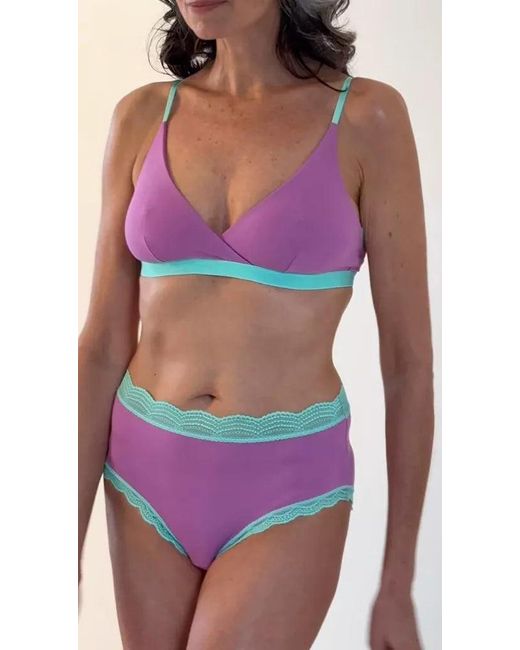 Stripe & Stare Purple Crossover Bra