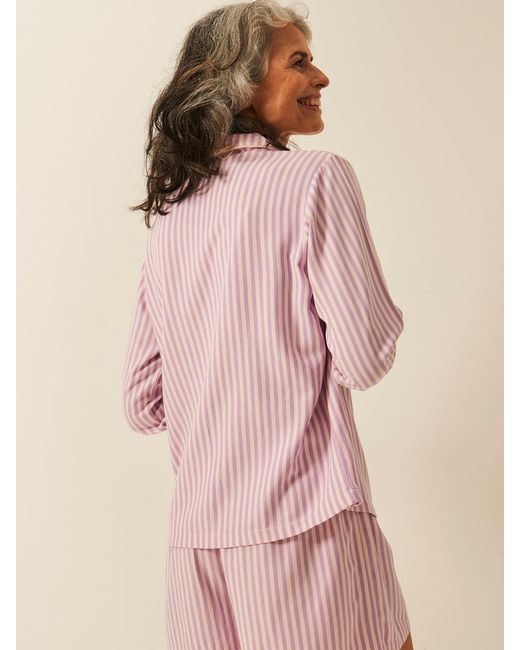 Stripe & Stare Pink Soft Brushed Woven Pyjama Top
