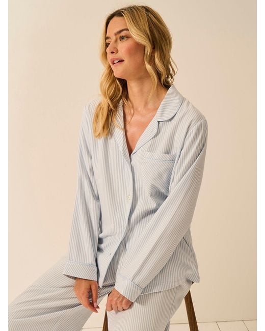 Stripe & Stare Natural Soft Brushed Woven Pyjama Top