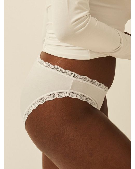 Stripe & Stare Brown White Lace Trim Knickers