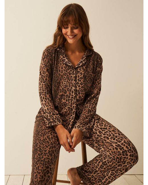 Stripe & Stare Brown Long Pyjama Set