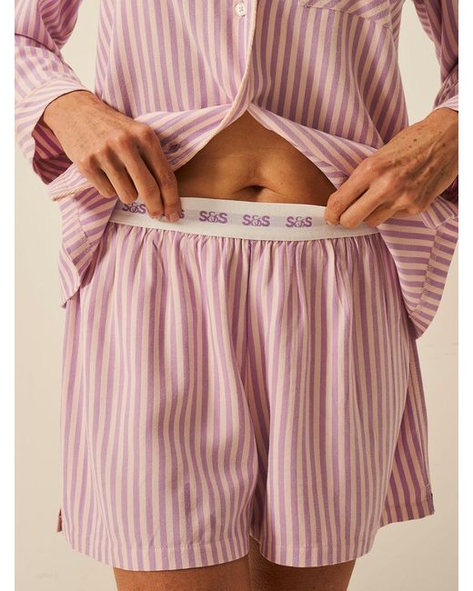 Stripe & Stare Pink Soft Brushed Woven Pyjama Shorts