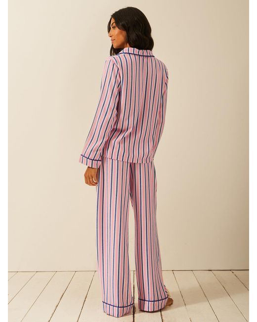 Stripe & Stare Pink Soft Brushed Woven Pyjama Top