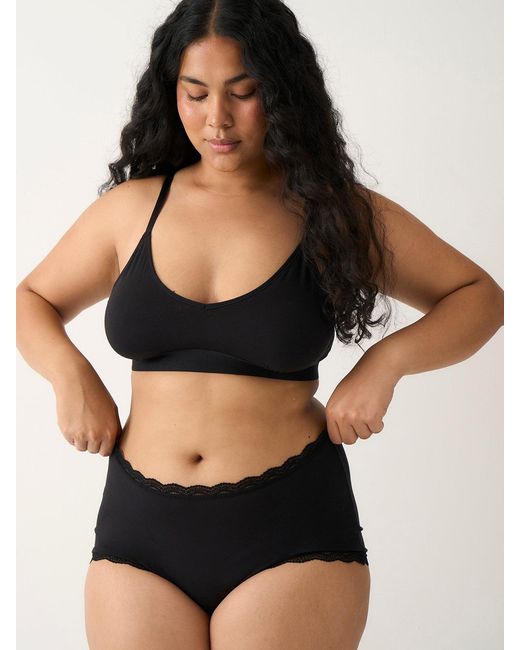 Stripe & Stare Black Lace Trim Hipster Knickers