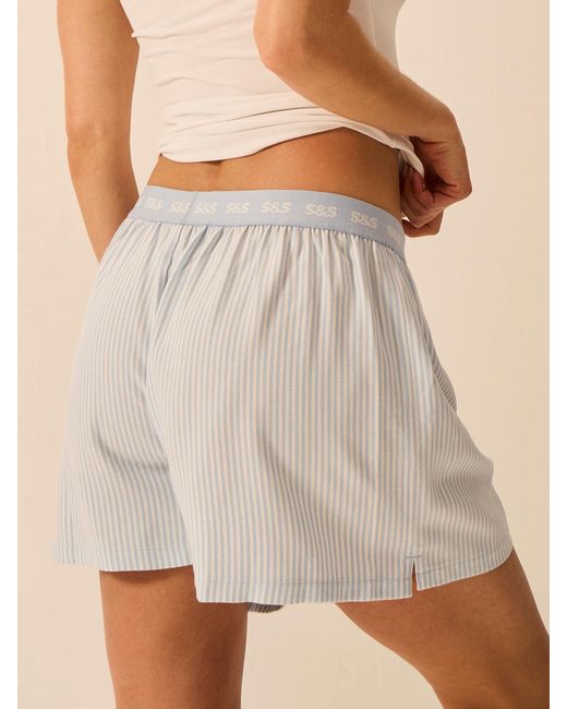 Stripe & Stare Natural Soft Brushed Woven Pyjama Shorts
