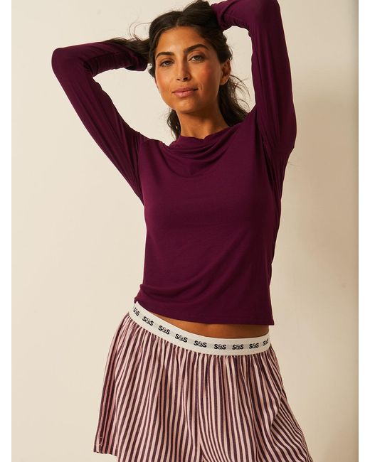 Stripe & Stare Purple Long Sleeve Under Layer Top