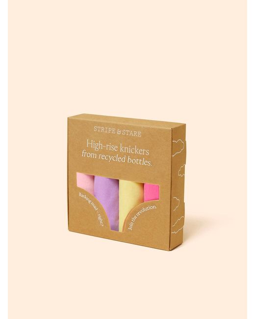 Stripe & Stare Pink Eco Lace High Rise Knicker Four Pack