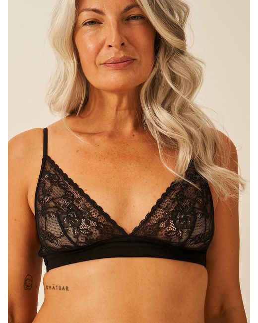 Stripe & Stare Black Eco Lace Triangle Bra