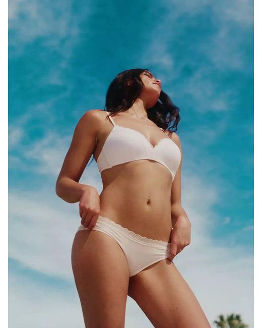 Stripe & Stare White Triangle Lace Bra
