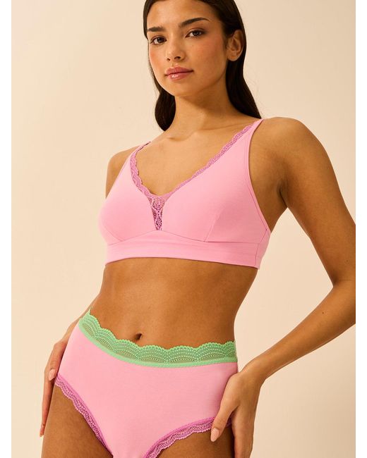 Stripe & Stare Pink Lace Plunge Bra