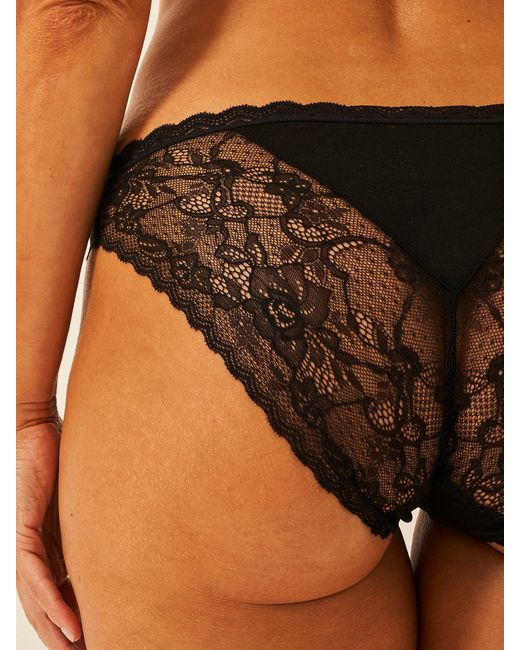 Stripe & Stare Black Eco Lace Original Knicker Four Pack