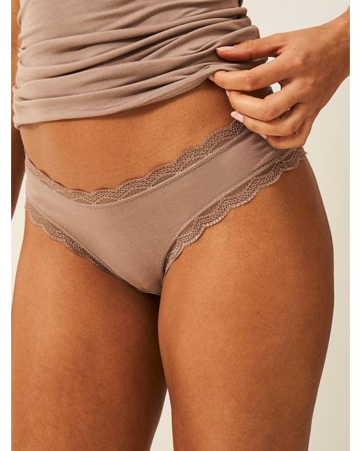 Stripe & Stare Pink Taupe Brazilian Lace Knickers