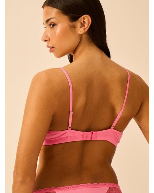 Stripe & Stare Pink Eco Lace Double Layer Plunge Bra