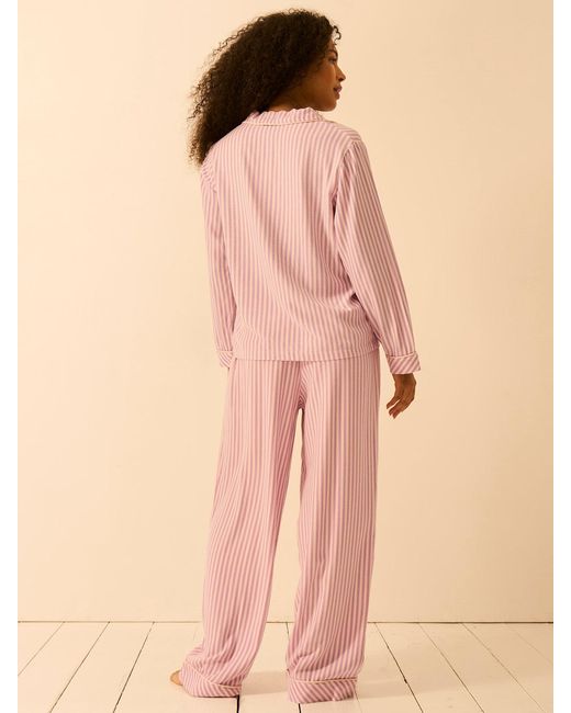 Stripe & Stare Pink Soft Brushed Woven Pyjama Top