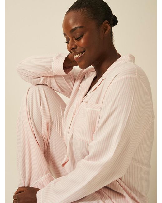 Stripe & Stare Natural Soft Brushed Woven Pyjama Top