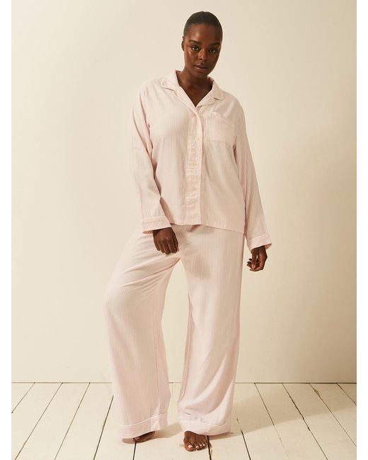 Stripe & Stare Natural Soft Brushed Woven Pyjama Top