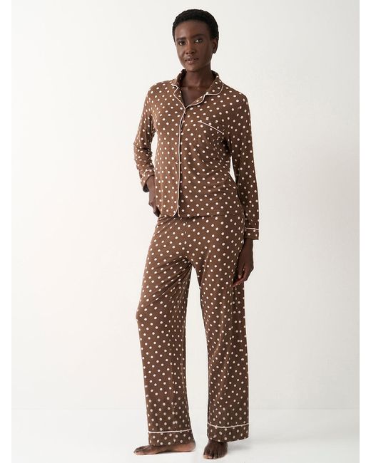 Stripe & Stare Brown Long Pyjama Set
