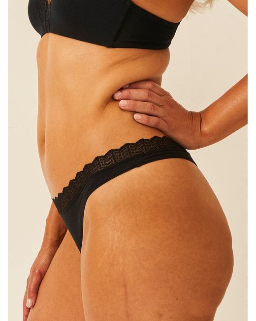 Stripe & Stare Black Zigzag Lace Thong