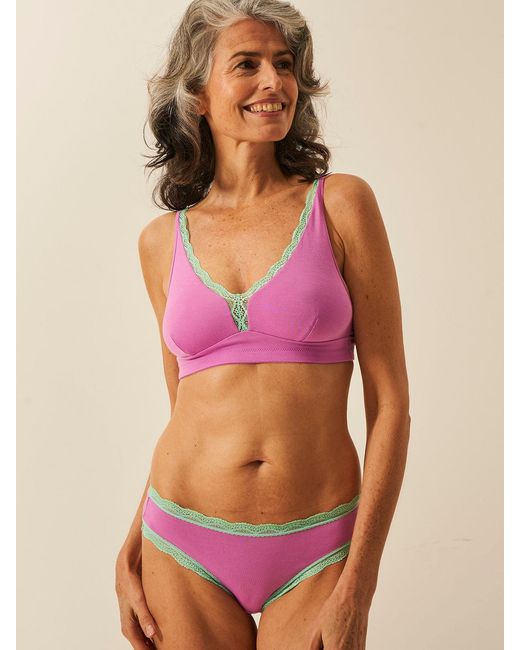 Stripe & Stare Purple Lace Plunge Bra