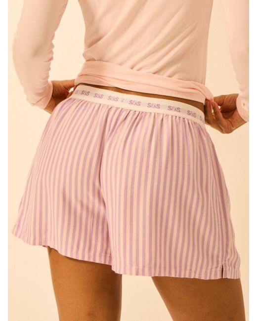 Stripe & Stare Pink Soft Brushed Woven Pyjama Shorts