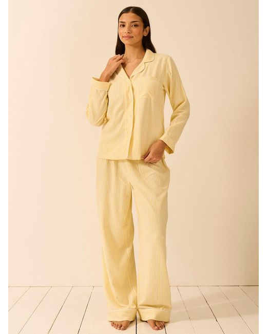 Stripe & Stare Natural Soft Brushed Woven Pyjama Top