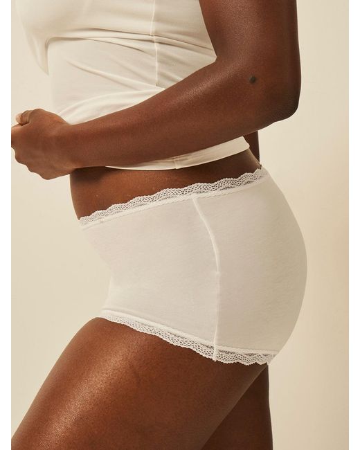Stripe & Stare White Lace-Trim Hipster Knickers