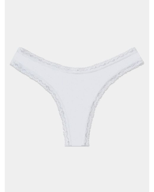 Stripe & Stare White Thong